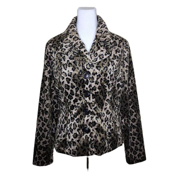 Vintage 90s Animal Print Jacket Womens Size M Cheetah Mob Wife Faux Fur - Picture 1 of 7